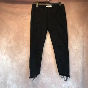 KanCan Size 9 Black Destroyed Distressed Capri Womens Jeans